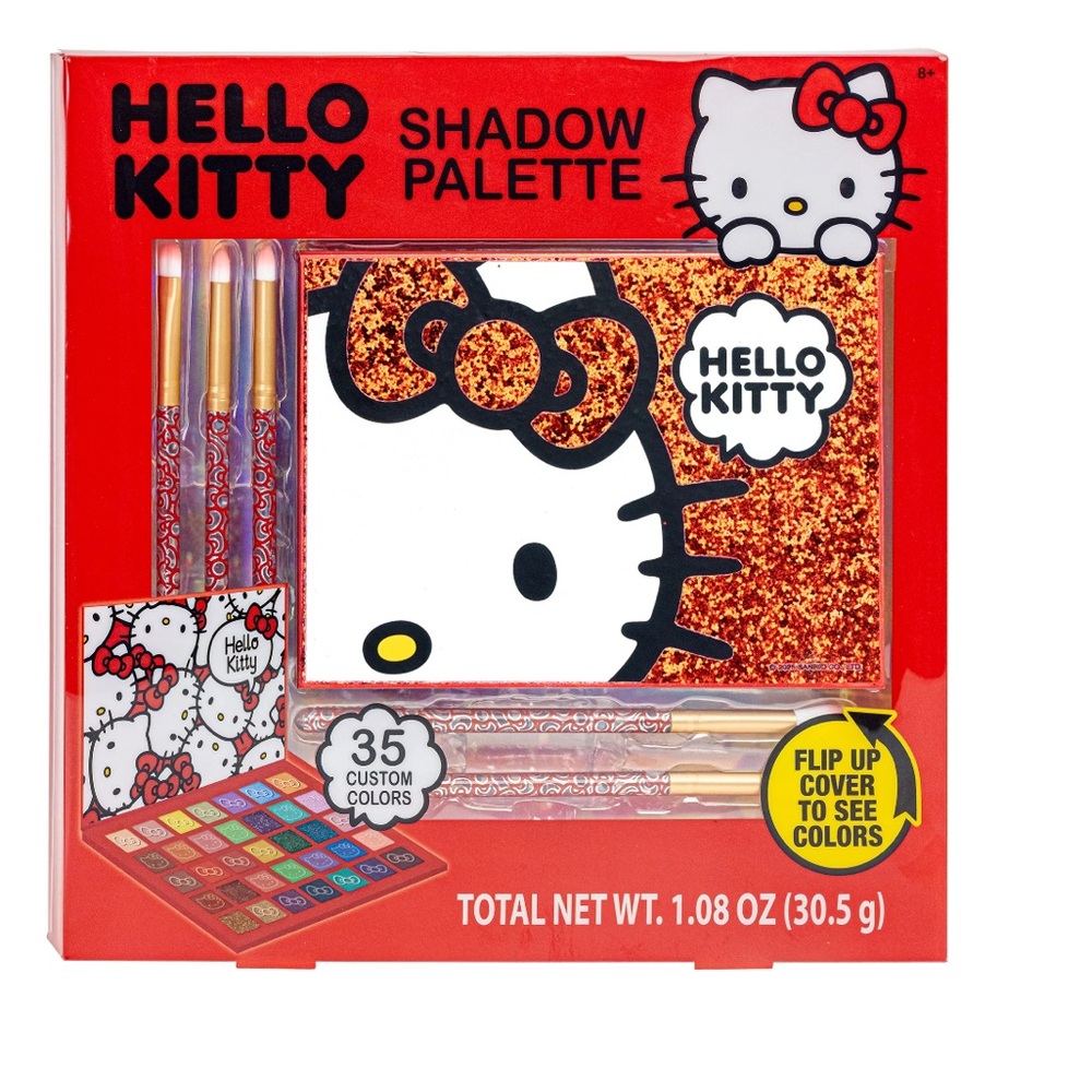 Hello Kitty KAWAII Eyeshadow Palette Makeup Brush Set NWT